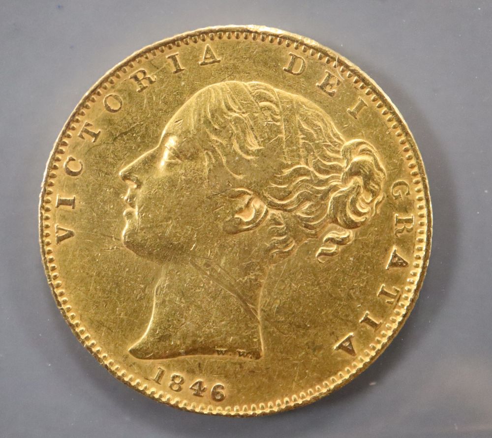 A Victoria gold sovereign, 1846, GF.